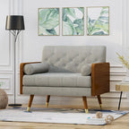 Mid-Century Modern Club Chair with Button Tufting & Gold-Tipped Rubberwood Legs