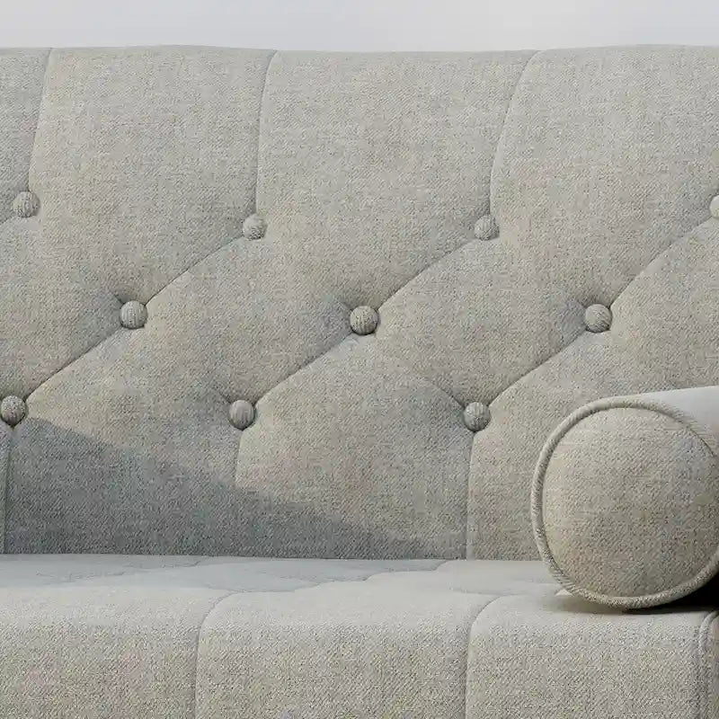 Mid-Century Modern Club Chair with Button Tufting & Gold-Tipped Rubberwood Legs