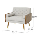 Mid-Century Modern Club Chair with Button Tufting & Gold-Tipped Rubberwood Legs