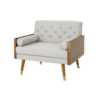 Mid-Century Modern Club Chair with Button Tufting & Gold-Tipped Rubberwood Legs
