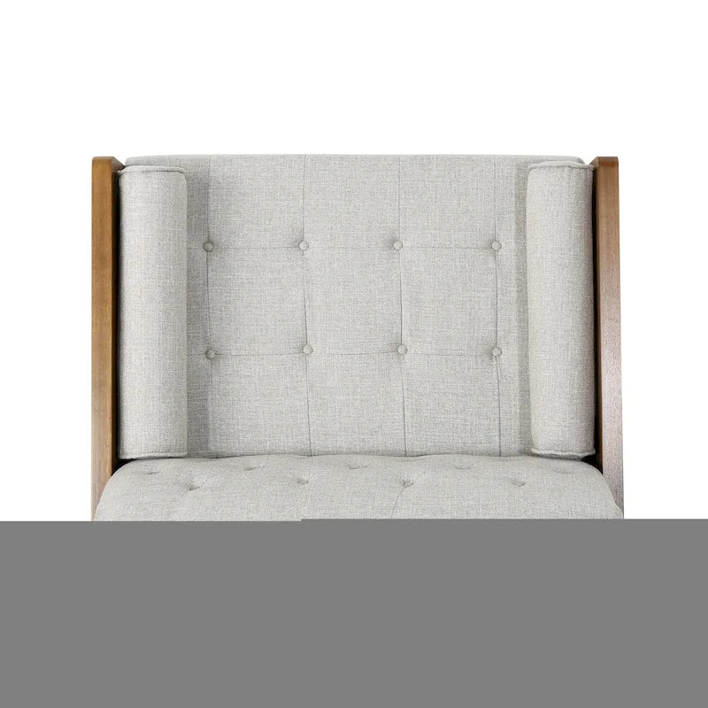 Mid-Century Modern Club Chair with Button Tufting & Gold-Tipped Rubberwood Legs