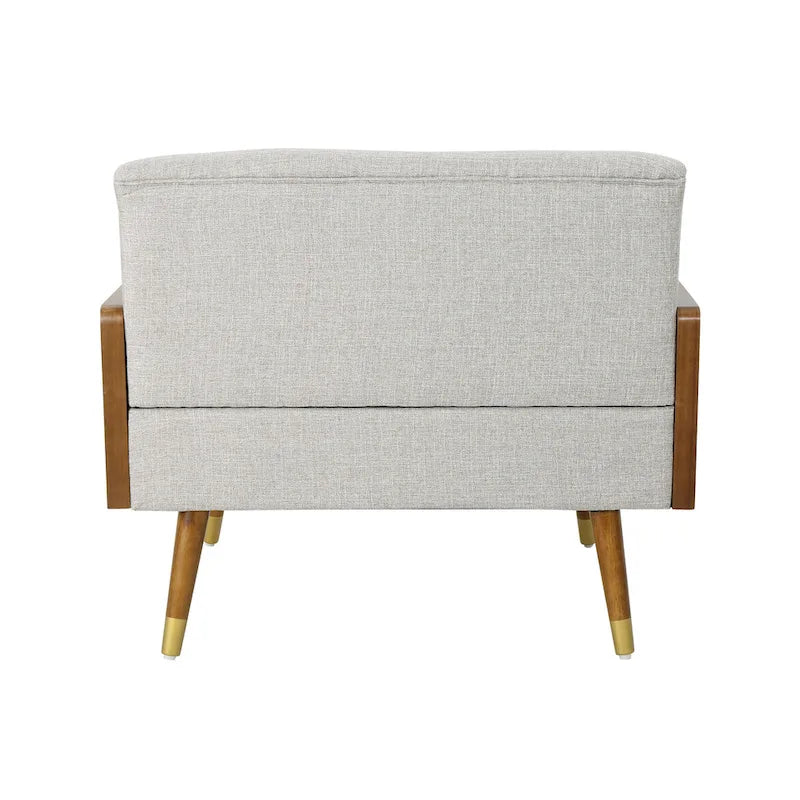 Mid-Century Modern Club Chair with Button Tufting & Gold-Tipped Rubberwood Legs