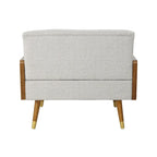 Mid-Century Modern Club Chair with Button Tufting & Gold-Tipped Rubberwood Legs
