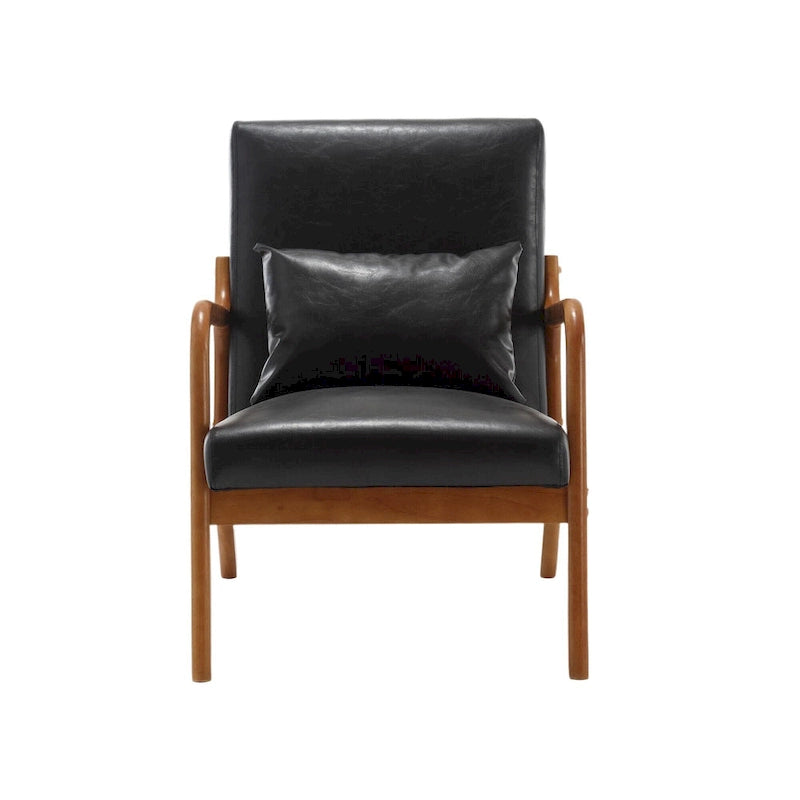 Modern Accent Chair, Solid Wood Padding Lounge Armchairs With One pillow for Living Room, Bedroom, Guest Room
