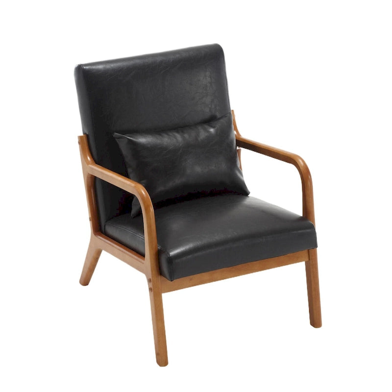 Modern Accent Chair, Solid Wood Padding Lounge Armchairs With One pillow for Living Room, Bedroom, Guest Room