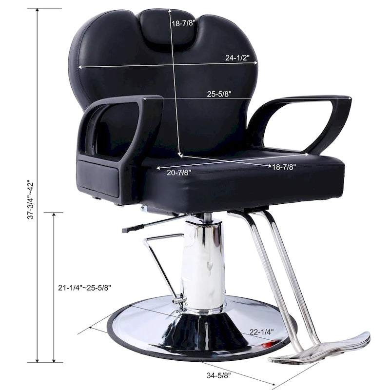 All-Purpose Salon Barber Chair with Adjustable Height & Reclining Back