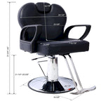 All-Purpose Salon Barber Chair with Adjustable Height & Reclining Back