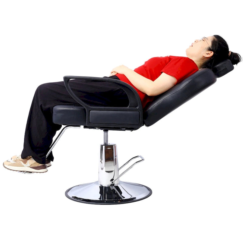 All-Purpose Salon Barber Chair with Adjustable Height & Reclining Back