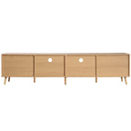 Rattan TV Stand for 85" TVs with Solid Wood Legs & LED Lights – 78.74"