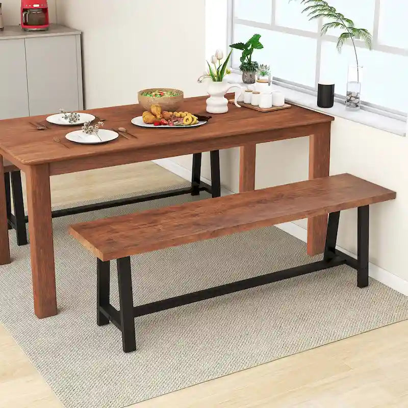 60" Farmhouse Dining & Entryway Bench for 3 – Heavy-Duty Metal Frame, 440 lb Capacity