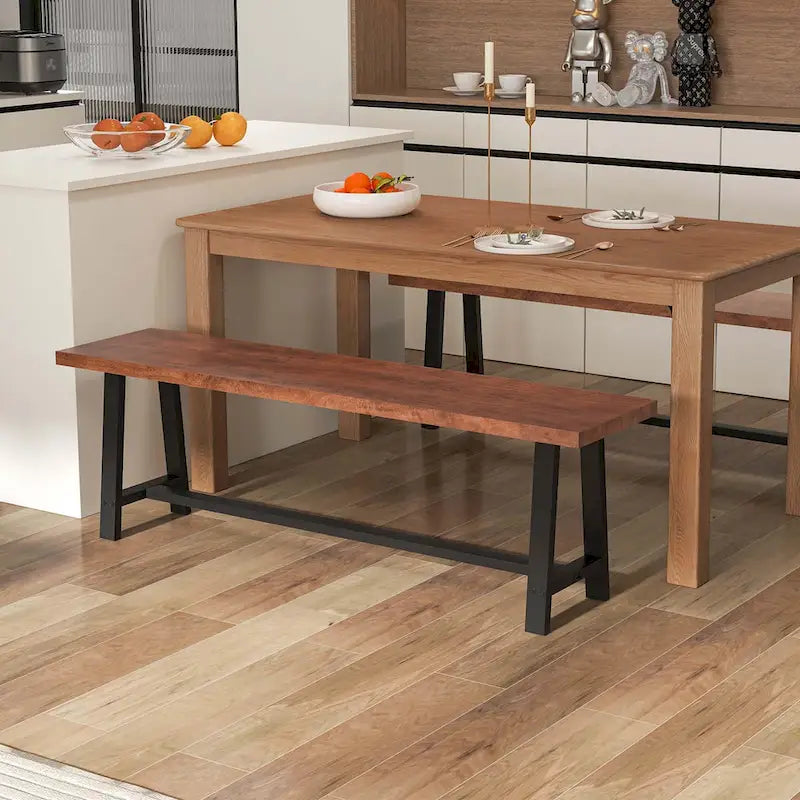 60" Farmhouse Dining & Entryway Bench for 3 – Heavy-Duty Metal Frame, 440 lb Capacity