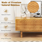 63" Bamboo TV Stand with 3 Storage Compartments & Diamond Sliding Doors