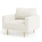 Modern Boucle Accent Chair with Bench Seat, Track Arms & Wood Legs