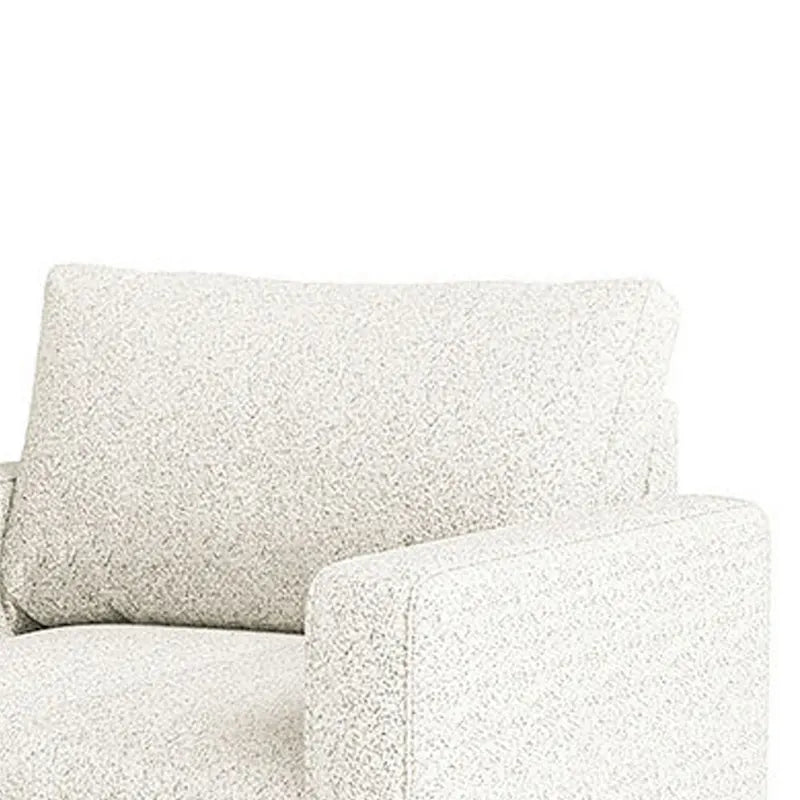 Modern Boucle Accent Chair with Bench Seat, Track Arms & Wood Legs