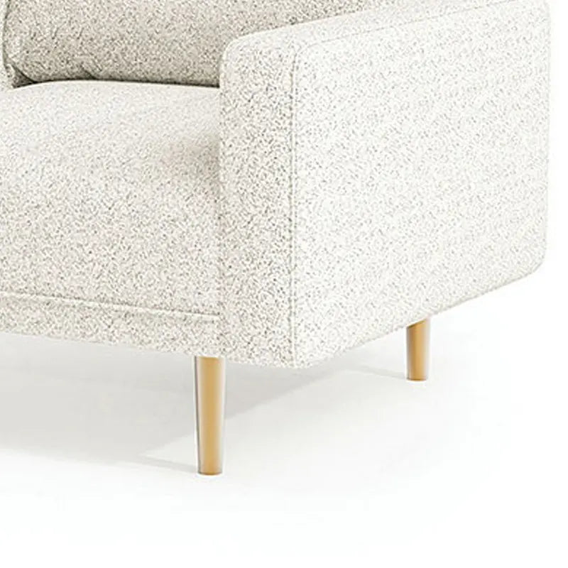Modern Boucle Accent Chair with Bench Seat, Track Arms & Wood Legs
