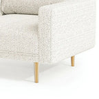 Modern Boucle Accent Chair with Bench Seat, Track Arms & Wood Legs