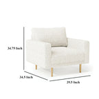 Modern Boucle Accent Chair with Bench Seat, Track Arms & Wood Legs