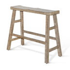 33" Rustic Bar Height Bench in Light Brown Mahogany with Saddle Seat
