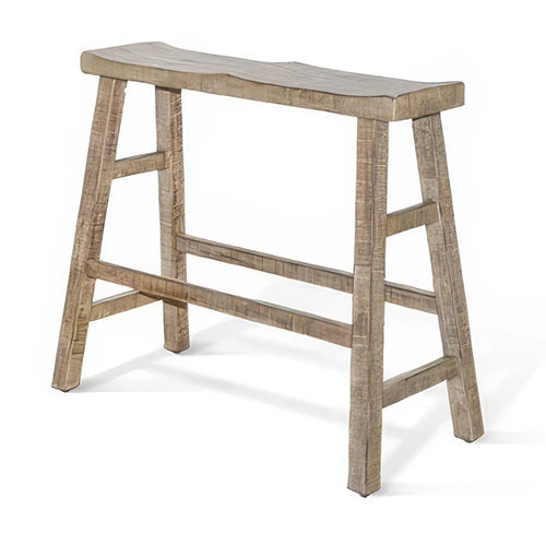 33" Rustic Bar Height Bench in Light Brown Mahogany with Saddle Seat