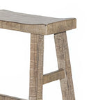 33" Rustic Bar Height Bench in Light Brown Mahogany with Saddle Seat