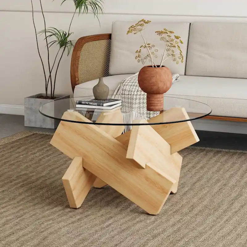 33.4 Modern Round Tempered Glass Table