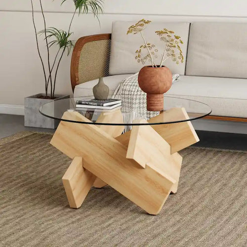 33.4 Modern Round Tempered Glass Table