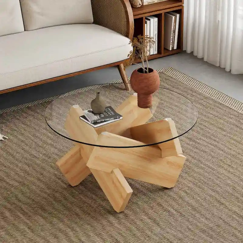 33.4 Modern Round Tempered Glass Table