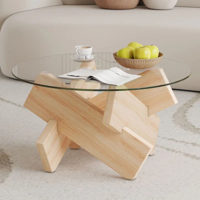 33.4 Modern Round Tempered Glass Table