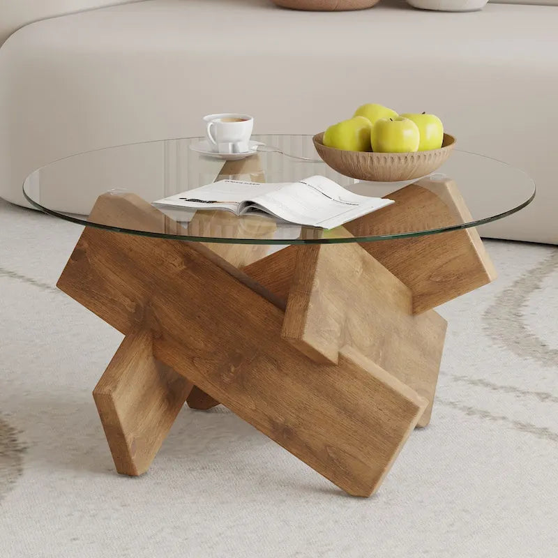 33.4 Modern Round Tempered Glass Table