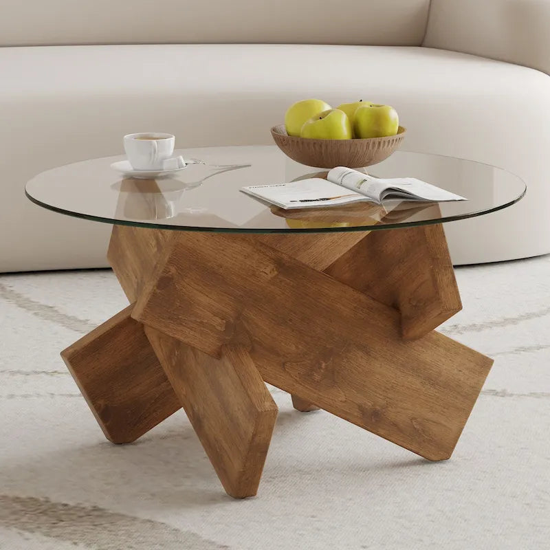33.4 Modern Round Tempered Glass Table