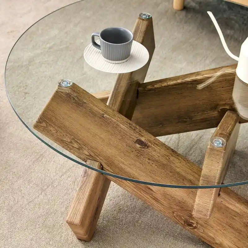 33.4 Modern Round Tempered Glass Table