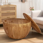 Vintage Style Bucket Shaped Coffee Table with Storage and Reasonable Load-bearing Capacity