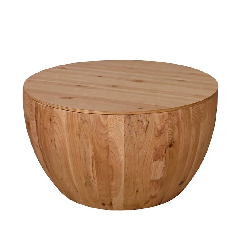 Vintage Style Bucket Shaped Coffee Table with Storage and Reasonable Load-bearing Capacity