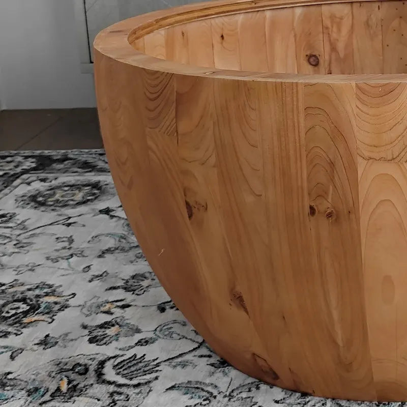Vintage Style Bucket Shaped Coffee Table with Storage and Reasonable Load-bearing Capacity