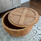Vintage Style Bucket Shaped Coffee Table with Storage and Reasonable Load-bearing Capacity