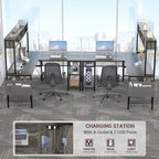 Reversible L-shaped Computer Desk with Storage Shelves and LED Strip and Power Outlets,Corner Desk Gaming Table
