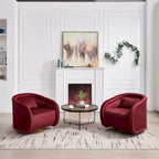 Swivel Accent Chair, 360-degree Swivel Barrel Chair with Velvet Fabric Upholstery, Comfy Pumpkin-Shaped Swivel Chair