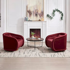 Swivel Accent Chair, 360-degree Swivel Barrel Chair with Velvet Fabric Upholstery, Comfy Pumpkin-Shaped Swivel Chair