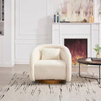 Swivel Accent Chair, 360-degree Swivel Barrel Chair with Velvet Fabric Upholstery, Comfy Pumpkin-Shaped Swivel Chair