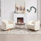 Swivel Accent Chair, 360-degree Swivel Barrel Chair with Velvet Fabric Upholstery, Comfy Pumpkin-Shaped Swivel Chair