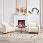 Swivel Accent Chair, 360-degree Swivel Barrel Chair with Velvet Fabric Upholstery, Comfy Pumpkin-Shaped Swivel Chair