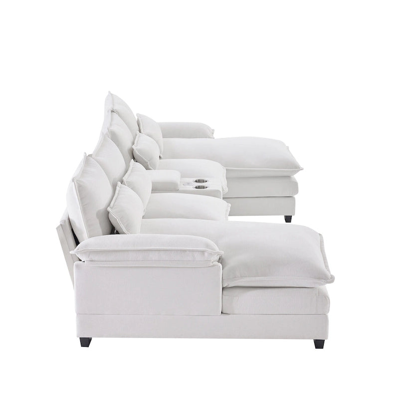 Modern U-shaped Cloud Sectional Couch, Convertible Sleeper Couch