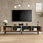 70" TV Stand with LED Lights, Cabinets & Open Shelves for TVs Up to 80"