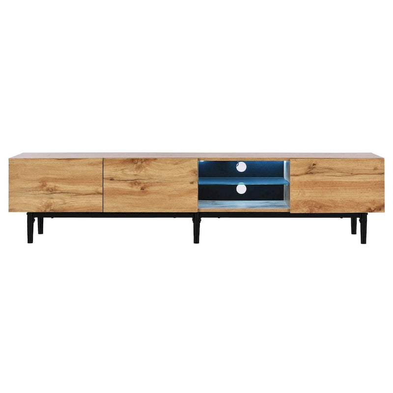 70" TV Stand with LED Lights, Cabinets & Open Shelves for TVs Up to 80"