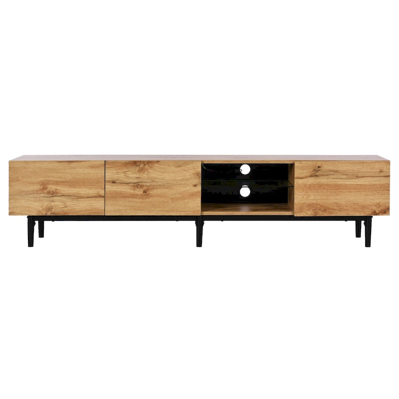 70" TV Stand with LED Lights, Cabinets & Open Shelves for TVs Up to 80"