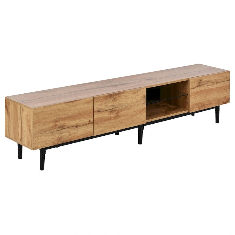 70" TV Stand with LED Lights, Cabinets & Open Shelves for TVs Up to 80"