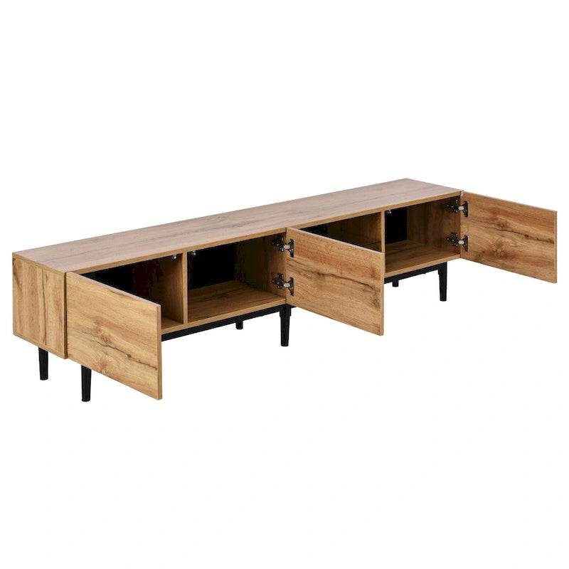 70" TV Stand with LED Lights, Cabinets & Open Shelves for TVs Up to 80"