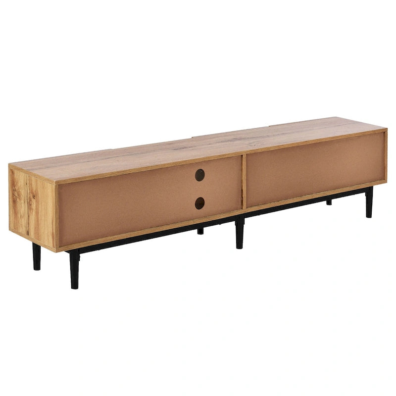 70" TV Stand with LED Lights, Cabinets & Open Shelves for TVs Up to 80"
