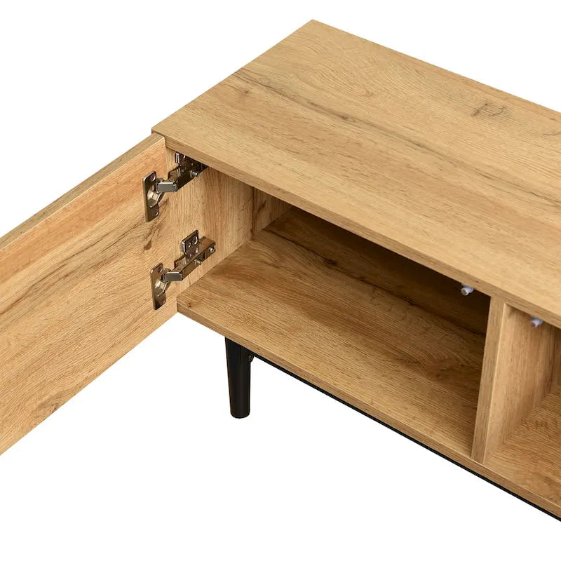 70" TV Stand with LED Lights, Cabinets & Open Shelves for TVs Up to 80"