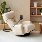 360° Swivel Manual Recliner Chair with Phone Holder, Adjustable Headrest & Backrest